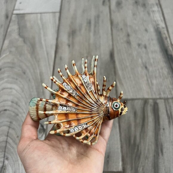 Bejeweled Other - Bejeweled Enameled Pewter Angelfish Fish Trinket Box With Crystals 4.5” Long 015